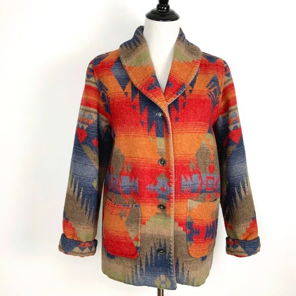 Territory Ahead Vintage Coat Multicolored Aztec Southwestern Blanket Jack Size S - Picture 7 of 16